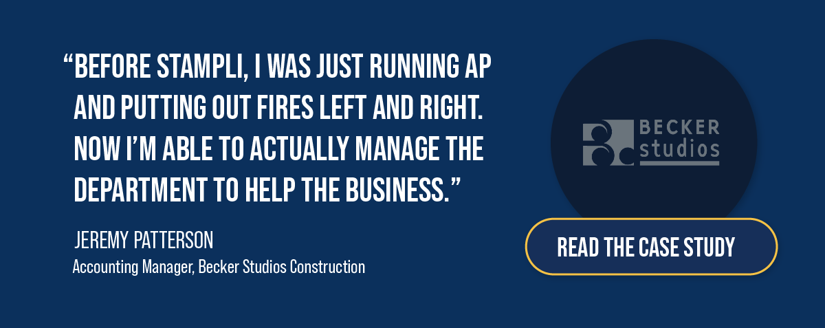Stampli helped Becker Studios Construction improve AP efficiency.