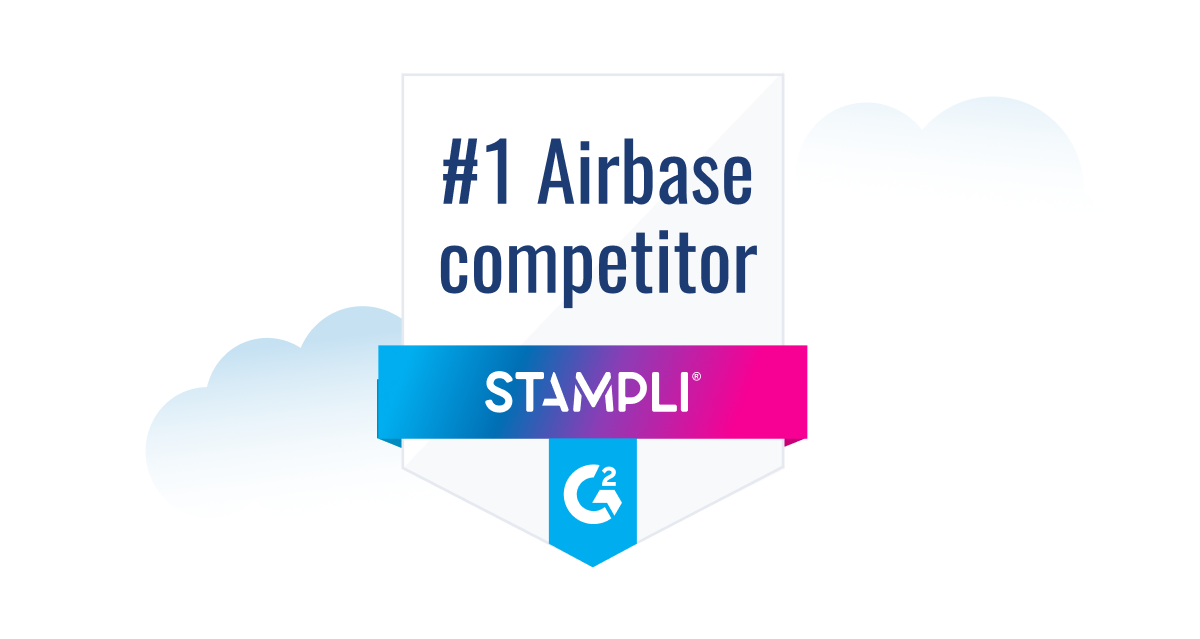 Badge graphic showing Stampli recognized by G2 as the #1 competitor to Airbase.