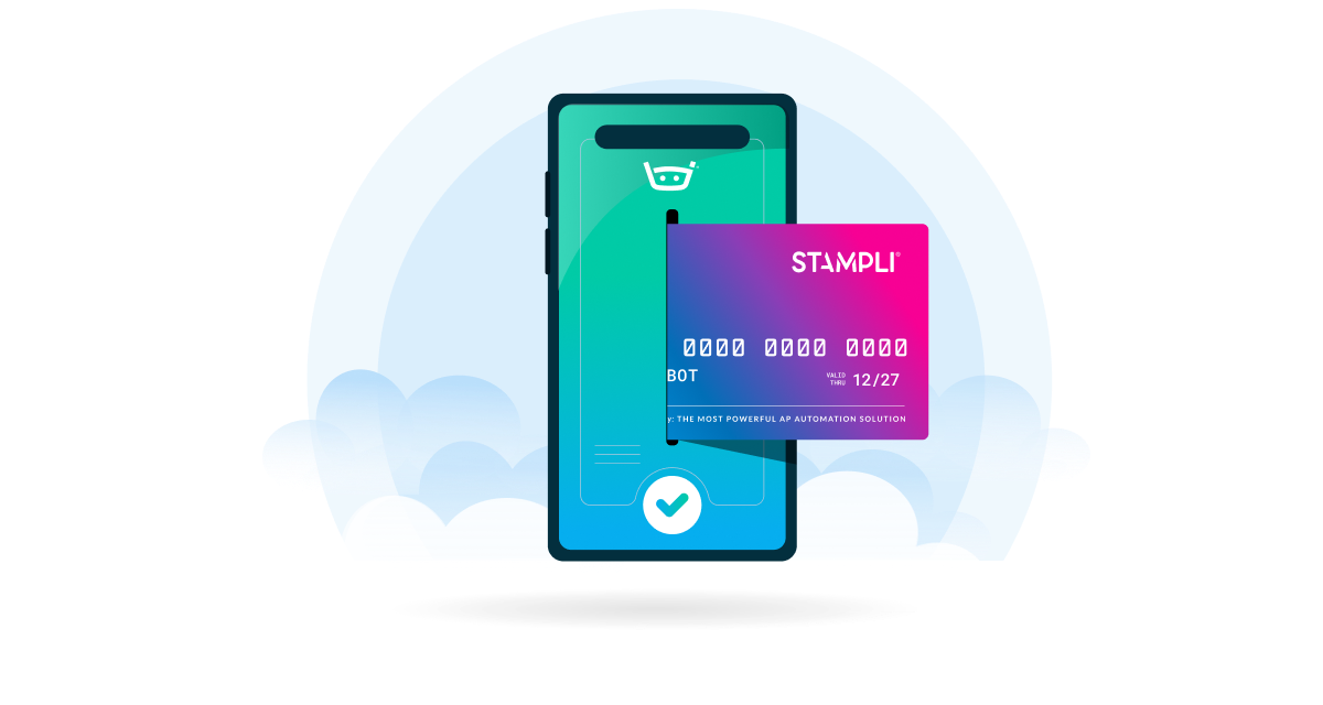 Mobile phone display showing Stampli payment card and AP automation interface