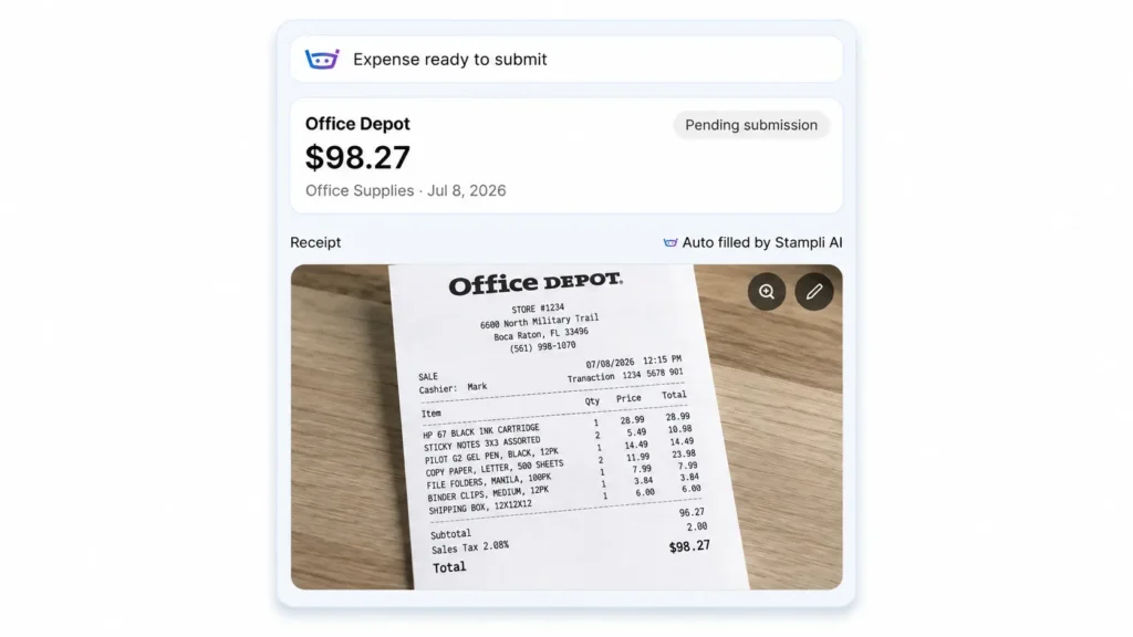 stampli expense management receipt capture